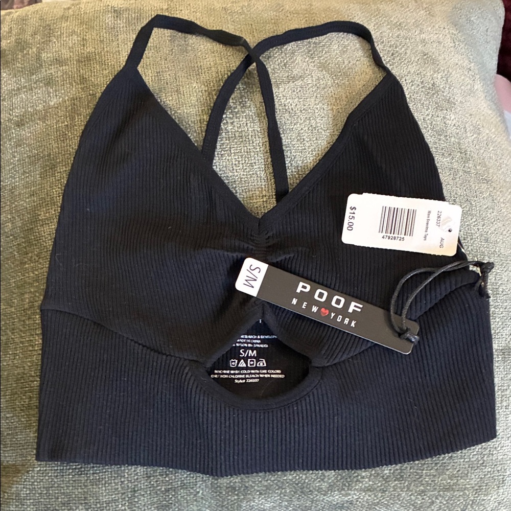 Poof New York Black Ribbed Bralette